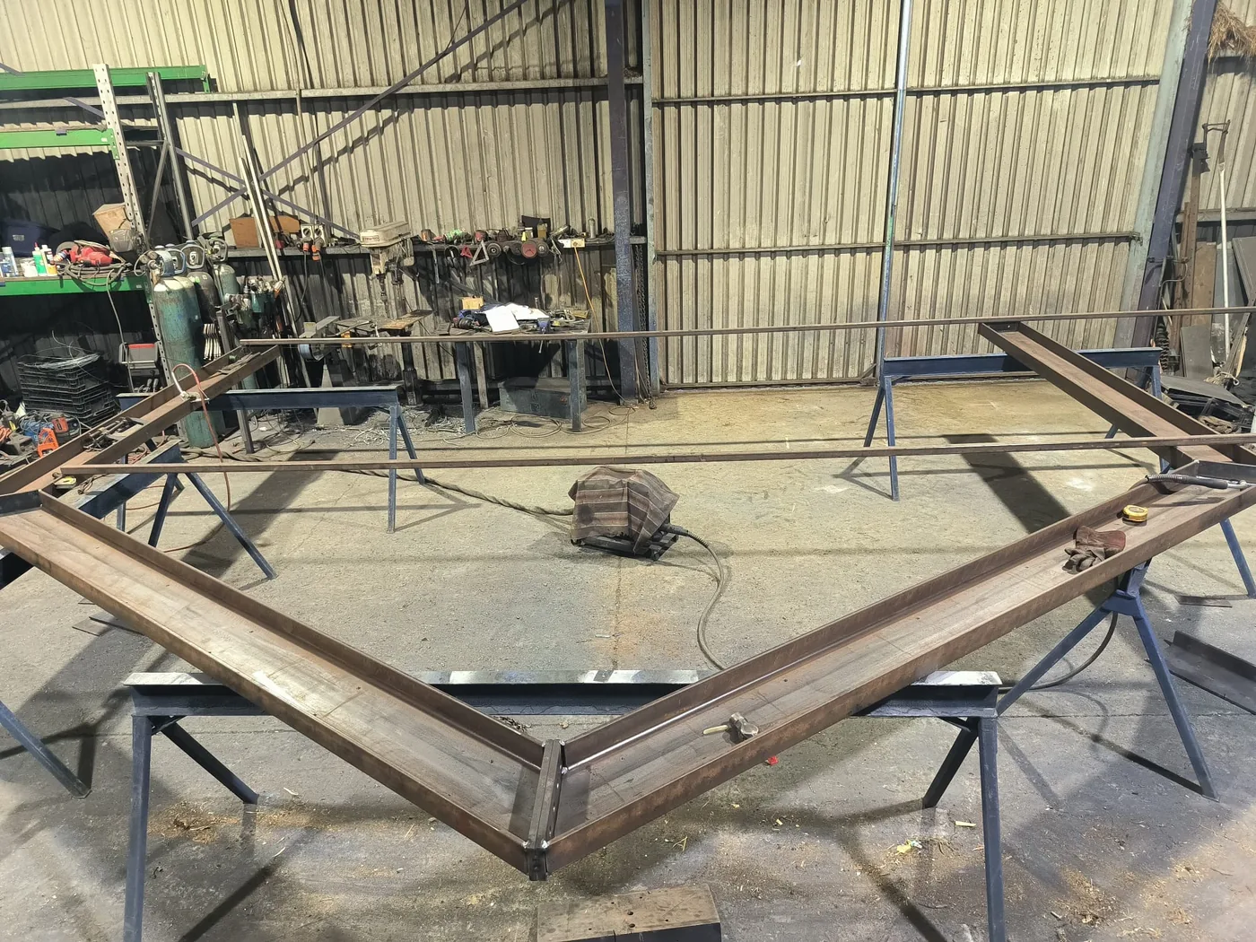 Steel frame fabricated in Kevin's workshop